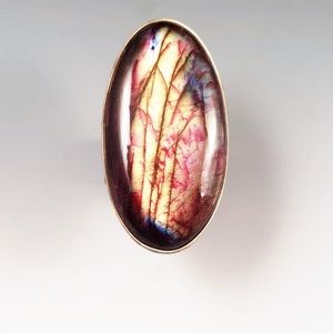Patrician art Labradorite size 8 ring. Copper setting with adjustable half size